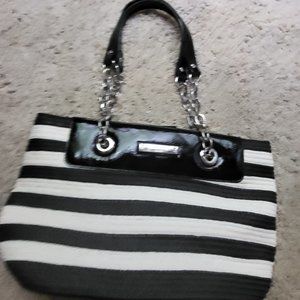 Liz Claiborne Black and White Striped Tote Bag